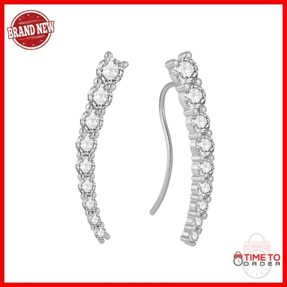 925 Sterling Silver Climber Ear Crawler Earrings Hypoallergenic CZ Jewelry